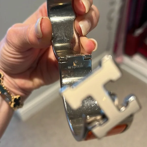 LIMITED/ UNAVAILABLE anymore Cream& Orange PM Hermes Clic Clac H Bracelet - - Picture 7 of 9